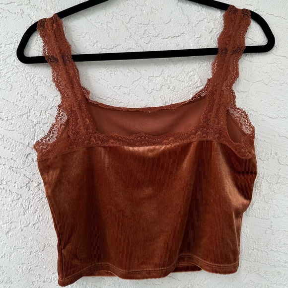 Forever 21 P2P 16” Copper Color Soft Crop Tank Lace Large - Picture 3 of 7
